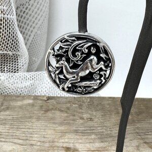 Sarah Coventry Vintage Clip-on Earrings Running Deer 1-1/4"